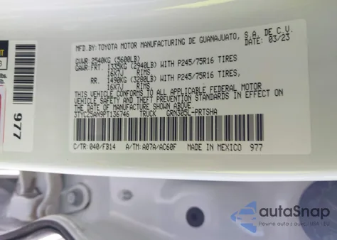 2023 Toyota Tacoma Sr V6 из США, поврежденный, VIN 3TYCZ5AN9PT136746